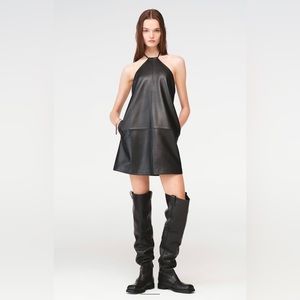 ZARA LEATHER HALTER DRESS